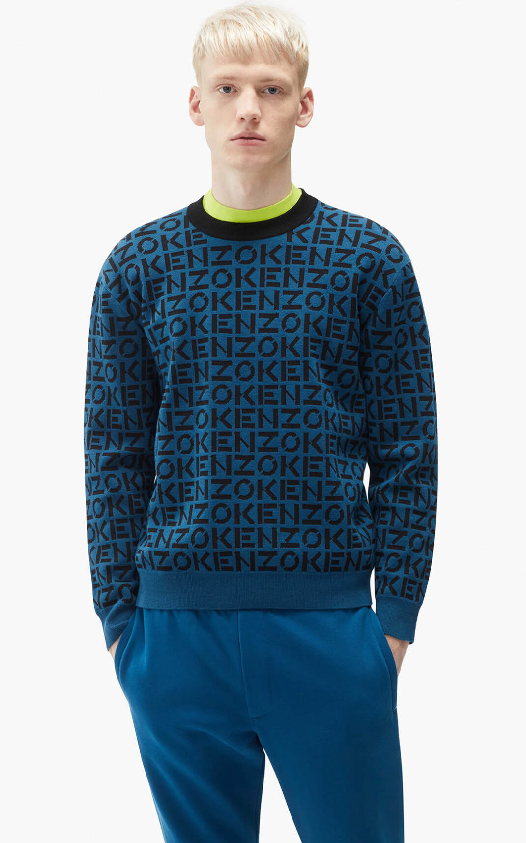 Kenzo Sport monogram Striktrøje Herre - MørkeBlå DK-076085